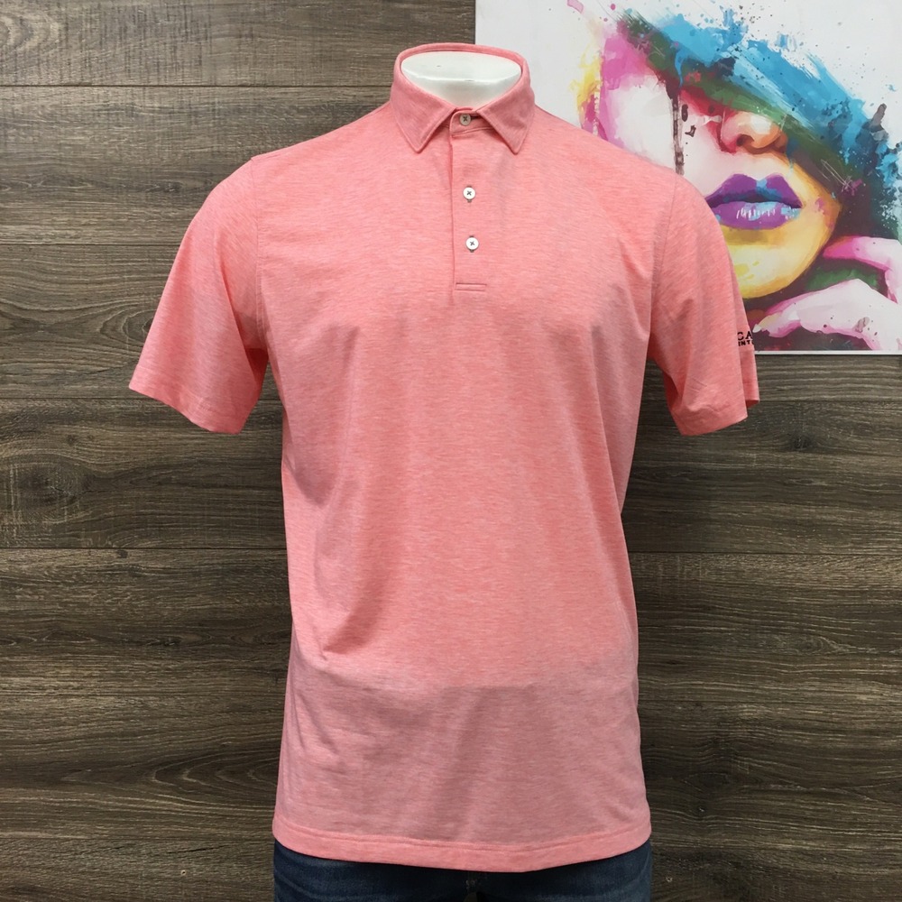 Johnnie-O Maddox Top Shelf Polo‎ Shirt Mens Large Pink Candy Heather Caesars